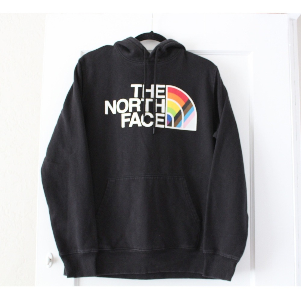 The North Face Mens Pride Rainbow Logo Hoodie Black Sweatshirt Large